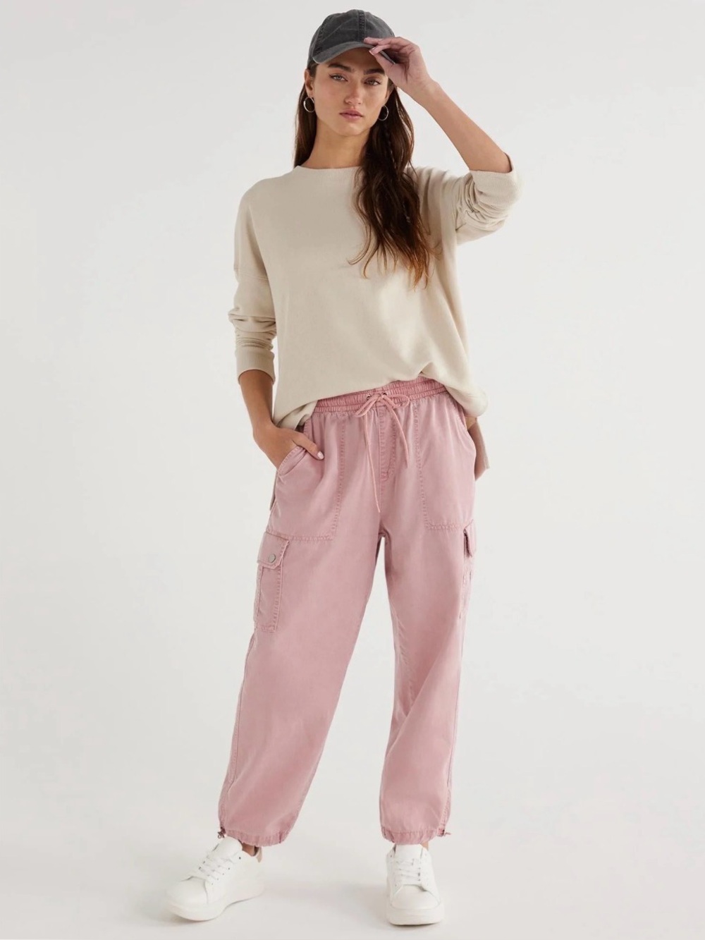 Time and Tru Cargo Jogger Pants - dusty pink